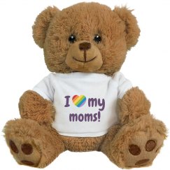 I Love My Moms Pride Heart Teddy Bear