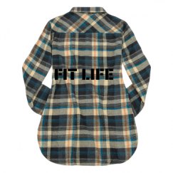 Ladies Long Sleeve Plaid Flannel Shirt