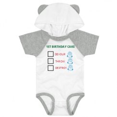 Infant Hooded Raglan Bodysuit with Ears