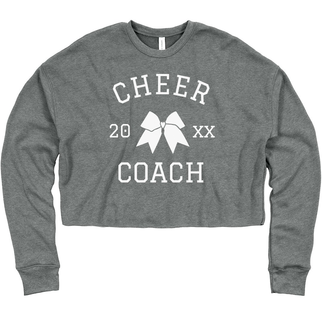 Cheer Coach Custom Crop Sweatshirt - Ladies Relaxed Fit Cropped Fleece Crew  | Customized Girl