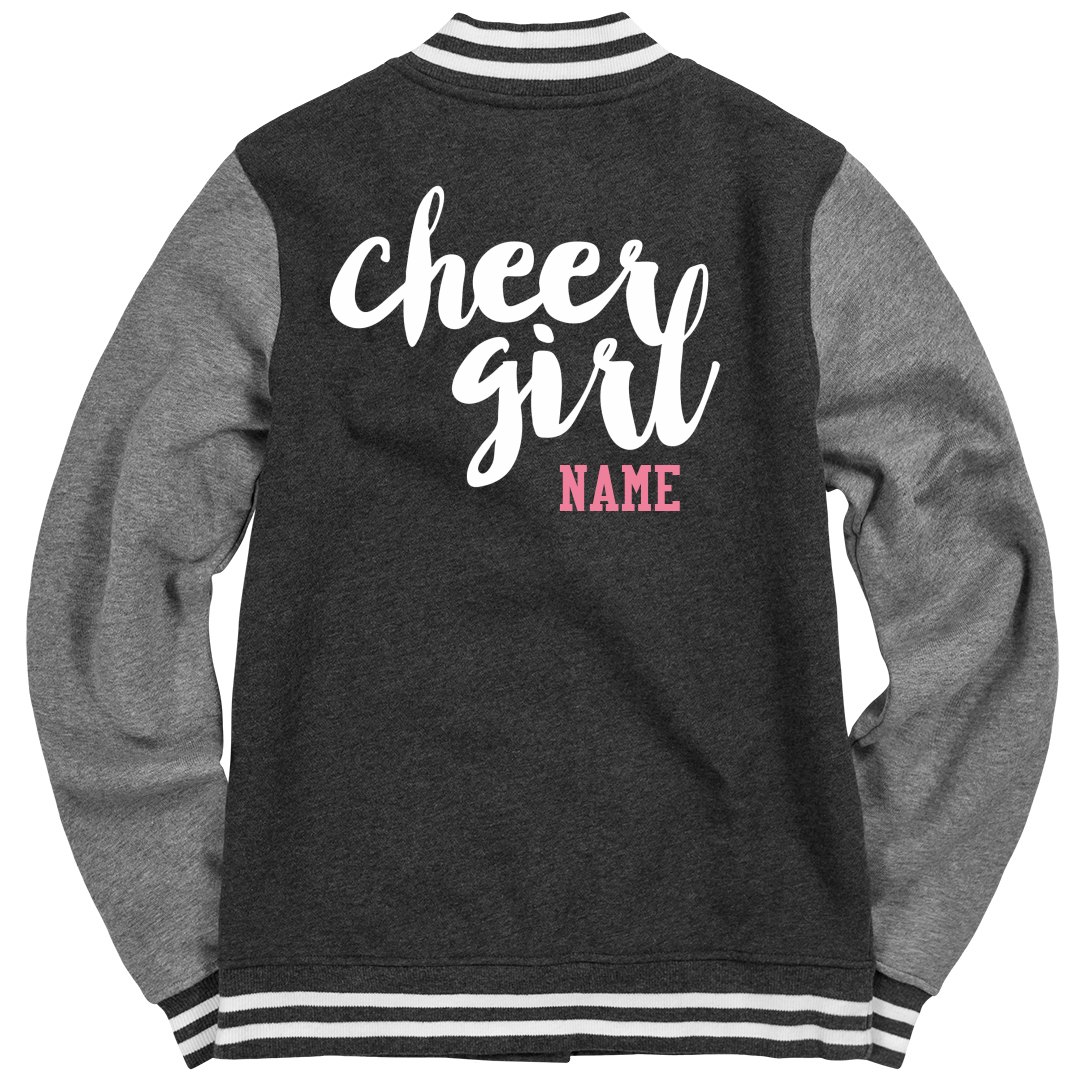 Custom Varsity Football Mom Custom Name - Ladies Fleece Letterman Varsity Jacket | Personalized Graphite Heather/Vintage Heather Tops from Customized