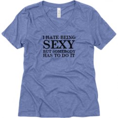 Ladies Relaxed Fit Super Soft Triblend V-Neck Tee