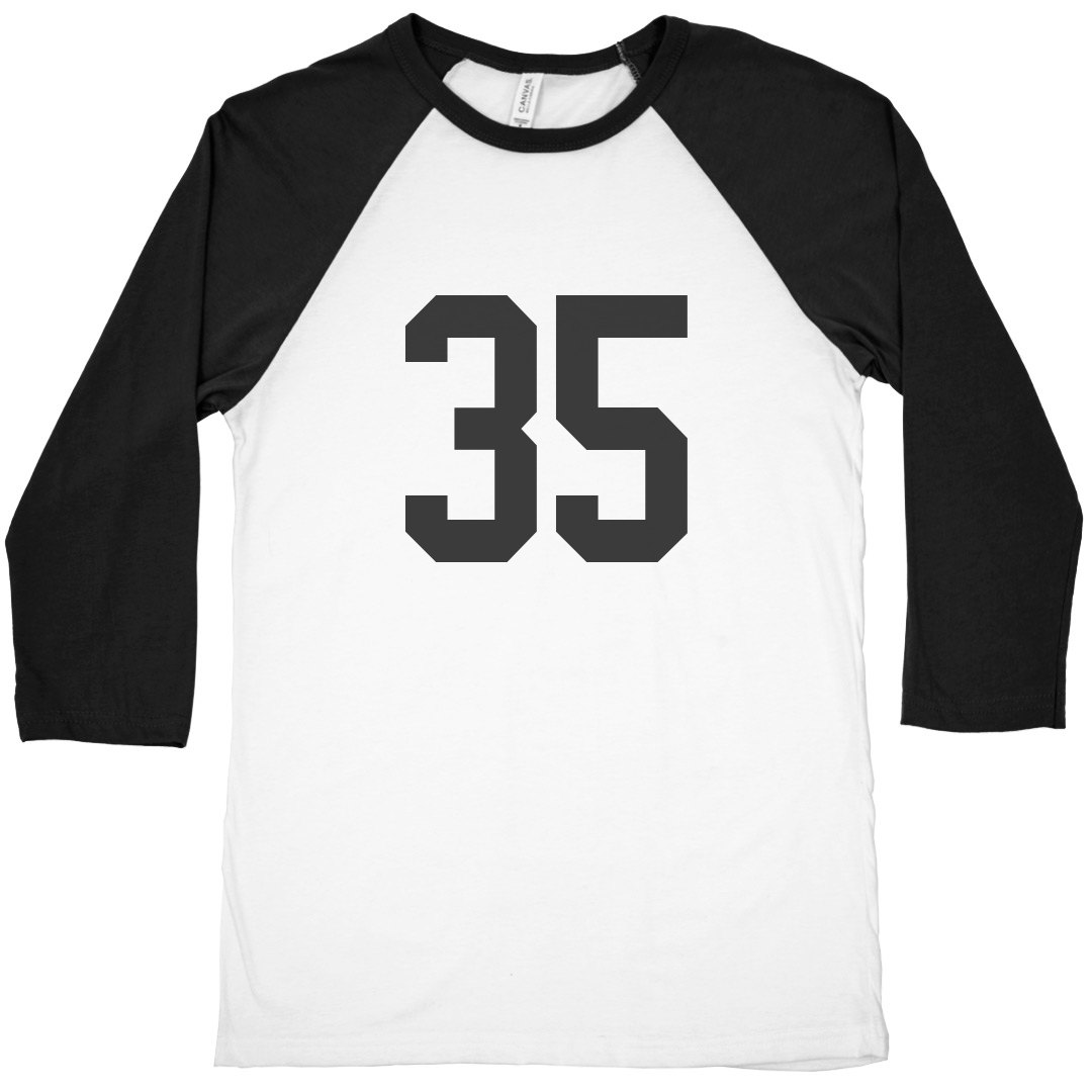 Sports number 35 Unisex 3/4 Sleeve Raglan T-Shirt: Global