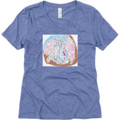 Ladies Relaxed Fit Super Soft Triblend V-Neck Tee