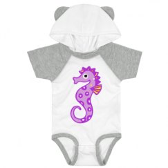 Infant Hooded Raglan Bodysuit with Ears