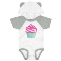 Infant Hooded Raglan Bodysuit with Ears