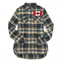 Ladies Long Sleeve Plaid Flannel Shirt