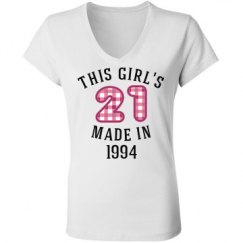 Ladies Slim Fit V-Neck Jersey Tee